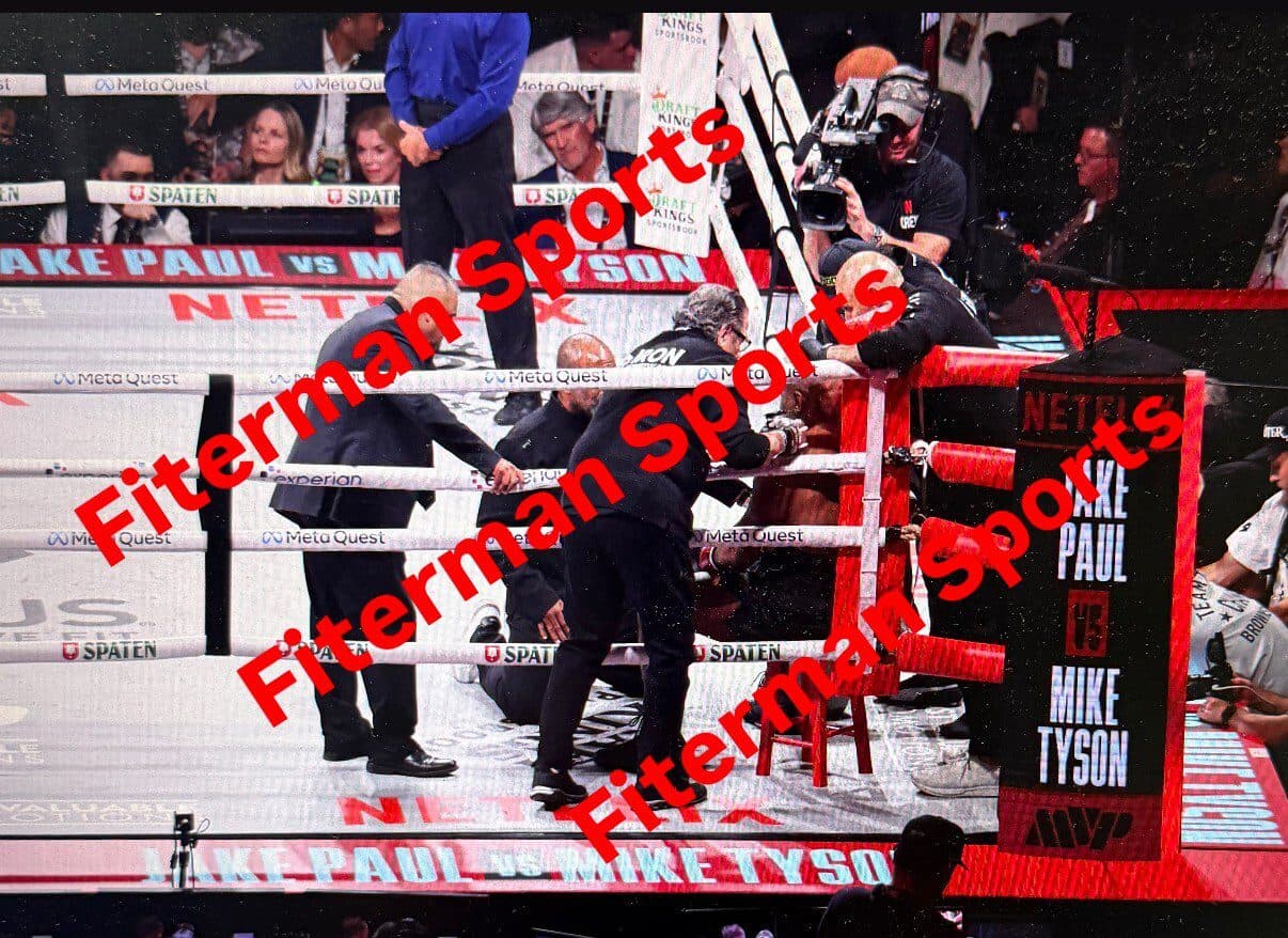 MIKE TYSON Triple Relic Card vs Jake Paul Fight Canvas Stool Rope BAS 18051748 Mike Tyson Card 18051748, view 4, supplier stock photo