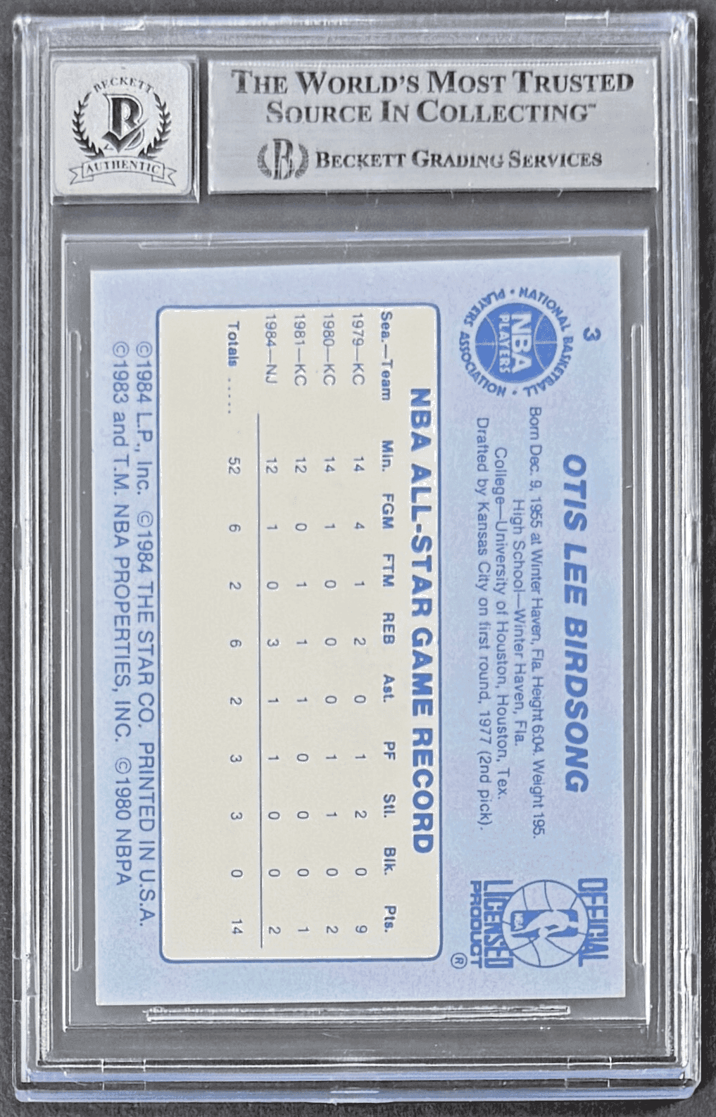 Otis Birdsong Signed 1984 STAR All Star Game Card #3 Beckett 18049656 Auto 10 Otis Birdsong Card 18049656, view 2, supplier stock photo