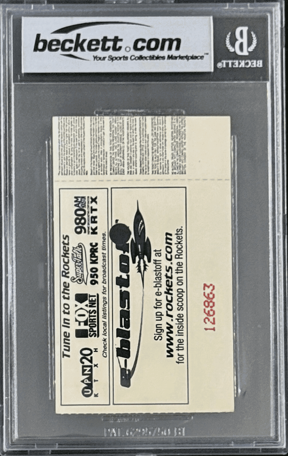 Hakeem Olajuwon Signed Apr. 17, 2001 Timberwolves vs Rockets Ticket Stub Beckett Hakeem Olajuwon Ticket Stub hakeem-olajuwon-apr-17-2001-timberwolves, Houston Rockets, view 3, supplier stock photo