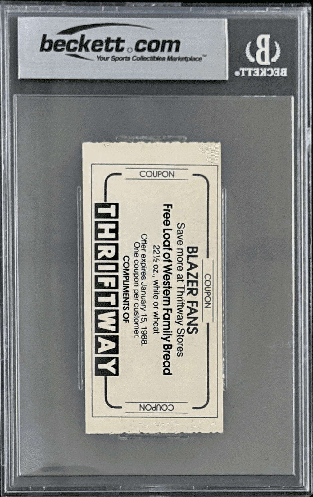 Clyde Drexler Signed Jan. 1, 1988 Trail Blazers vs 76ers Ticket Stub Beckett Clyde Drexler Ticket Stub clyde-drexler-jan-1-1988-vs, Portland Trail Blazers, view 2, supplier stock photo