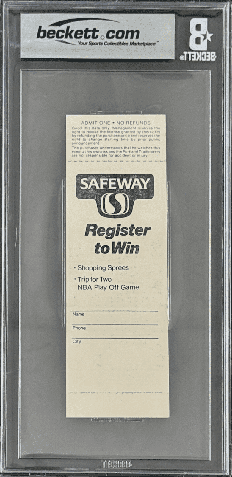 Clyde Drexler Signed Mar. 27, 1984 Trail Blazers vs Super Sonics Full Ticket BAS Clyde Drexler Ticket Stub clyde-drexler-mar-27-1984-vs, Portland Trail Blazers, view 2, supplier stock photo