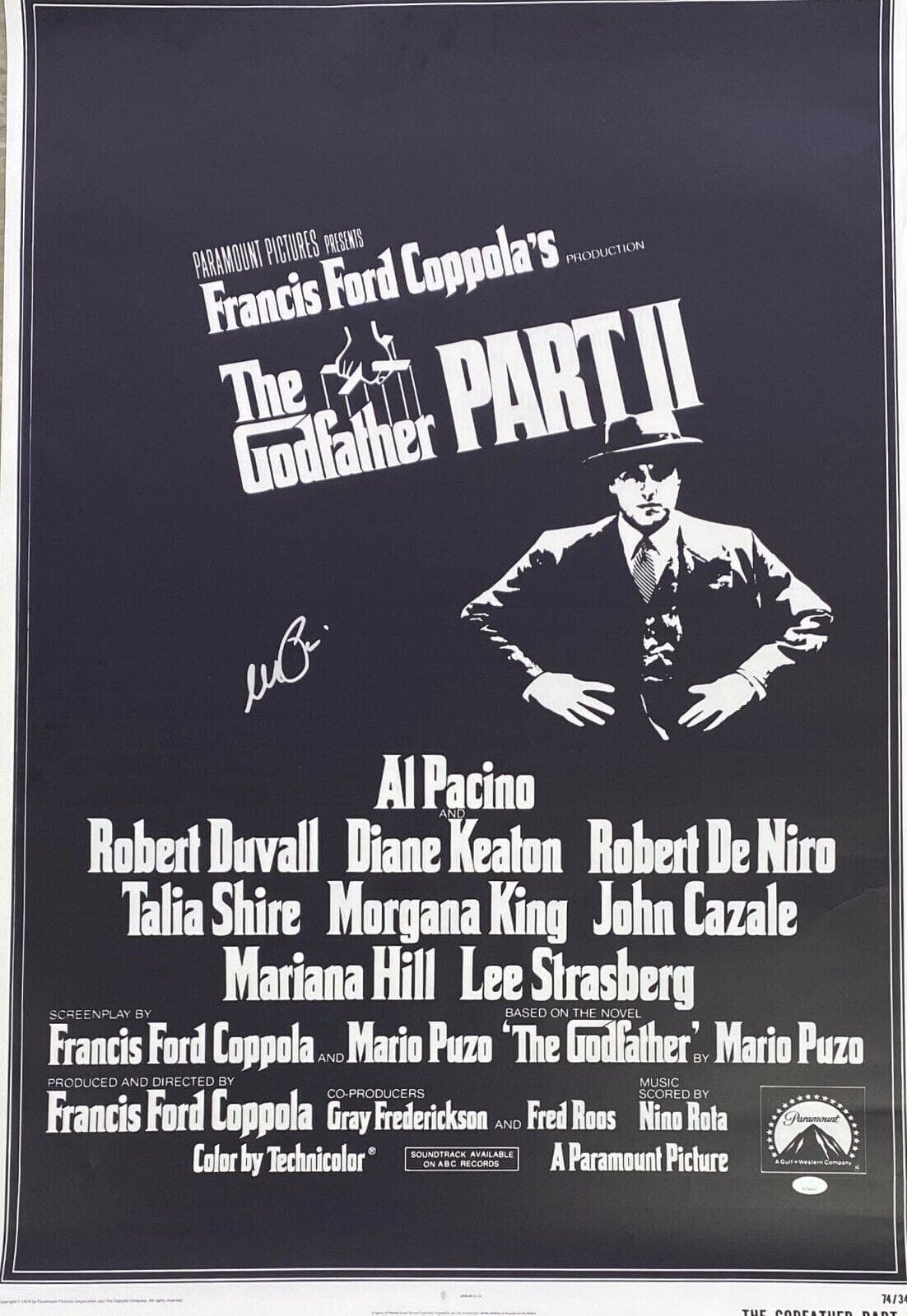 Al Pacino Michael Corleone Signed Autographed Godfather 2 Movie Poster 27×40 JSA Al Pacino Other 27x40-al-pacino-michael-corleone-godfather-2, supplier stock photo
