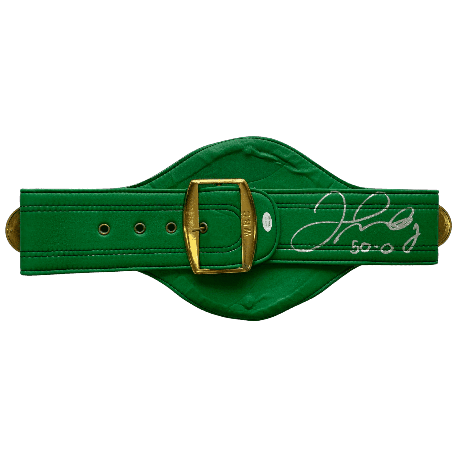 Floyd Mayweather Jr. Signed Autographed Green Belt JSA Authenticated 50-0 Floyd Mayweather Jr. Other floyd-mayweather-jr-green-belt-50, view 4, supplier stock photo