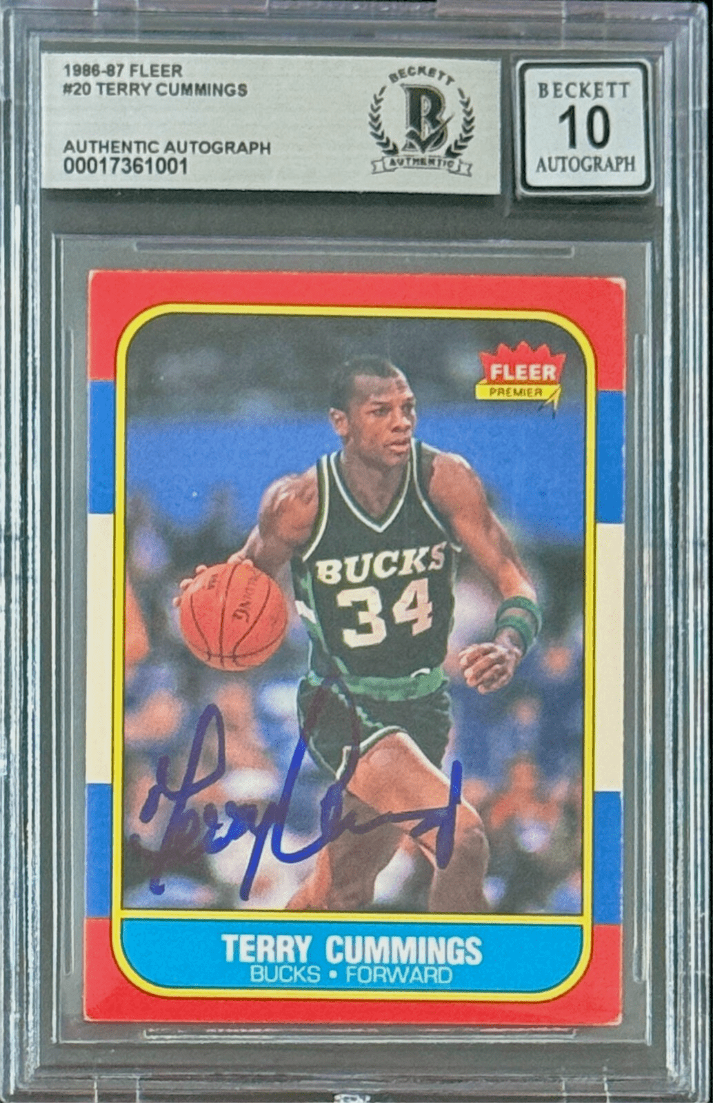 Terry Cummings Signed Autographed 1986-87 Fleer Card #20 Beckett 17361001 Auto10 Terry Cummings Card 17361001, supplier stock photo
