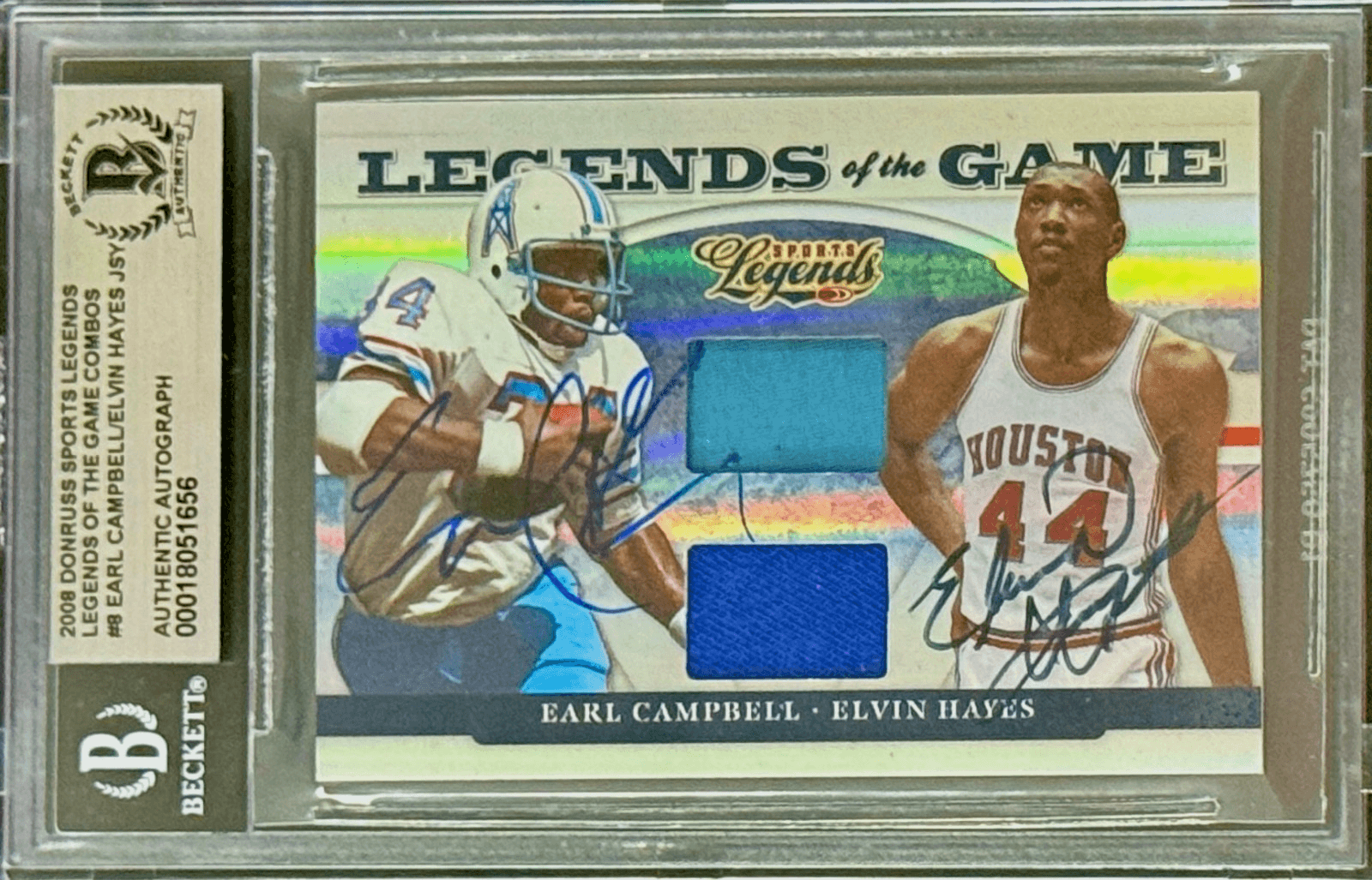 Earl Campbell Elvin Hayes Signed 2008 Donruss Sports Legends Card 8 Beckett /100 Earl Campbell Card elvin-hayes-2008-donruss-legends-8, supplier stock photo