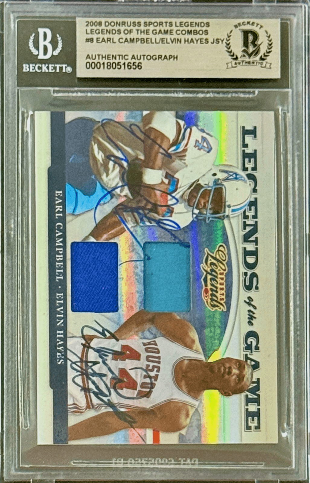 Earl Campbell Elvin Hayes Signed 2008 Donruss Sports Legends Card 8 Beckett /100 Earl Campbell Card elvin-hayes-2008-donruss-legends-8, view 2, supplier stock photo