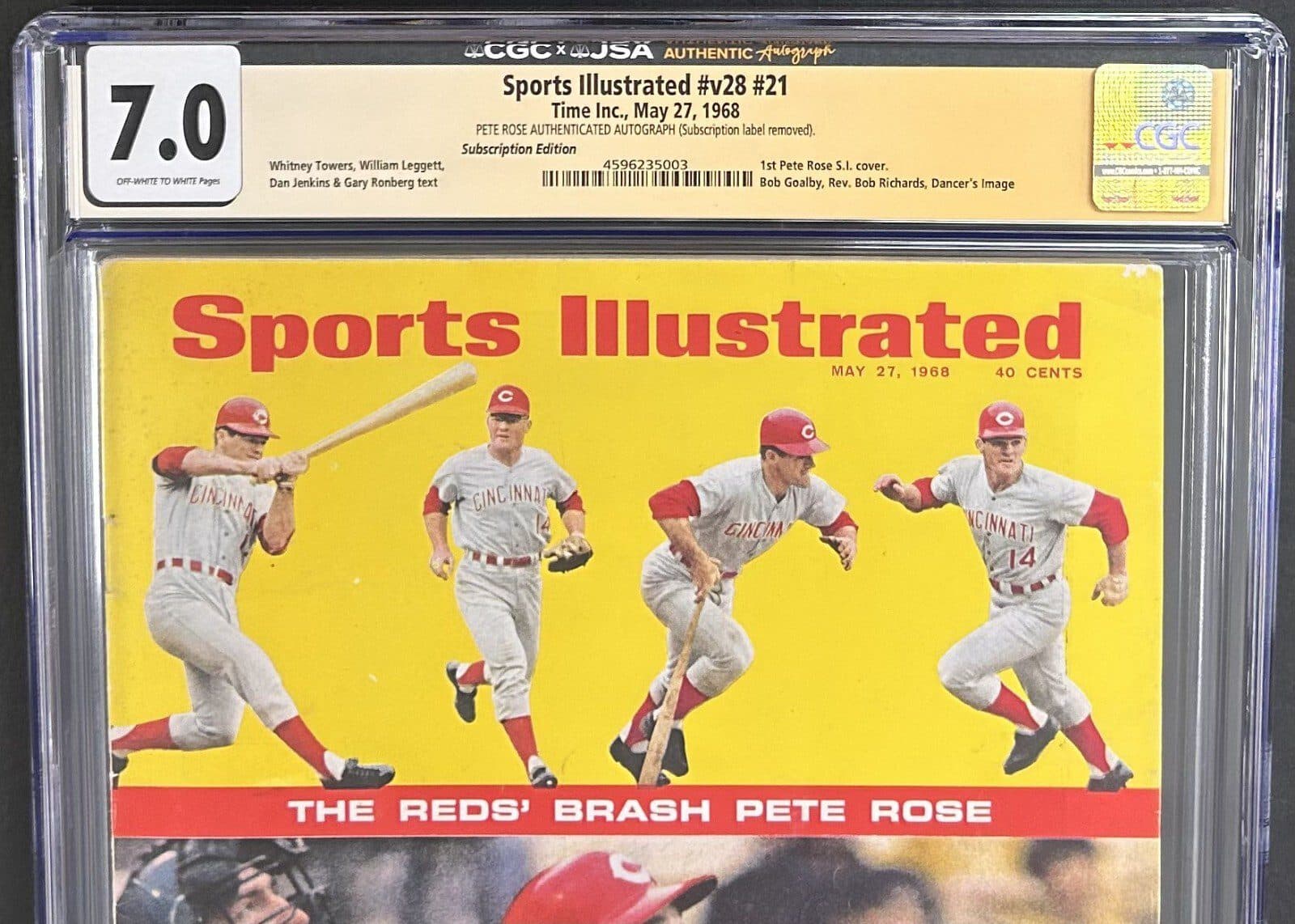 1st Pete Rose Signed Sports Illustrated Magazine Cover May 27, 1968 CGC 7 JSA Pete Rose Other 1st-pete-rose-illustrated-magazine-cover, Cincinnati Reds, view 2, supplier stock photo