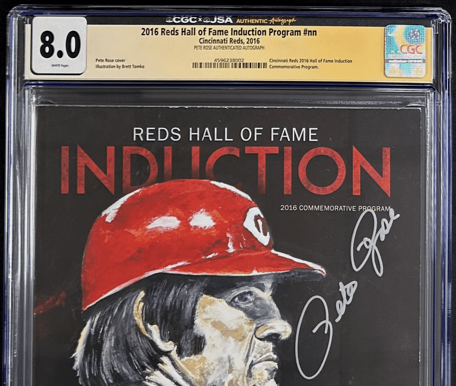 Pete Rose Signed 2016 Reds Hall of Fame Induction Program CGC 8.0 JSA Pete Rose Other pete-rose-2016-hall-fame-induction, Cincinnati Reds, view 3, supplier stock photo
