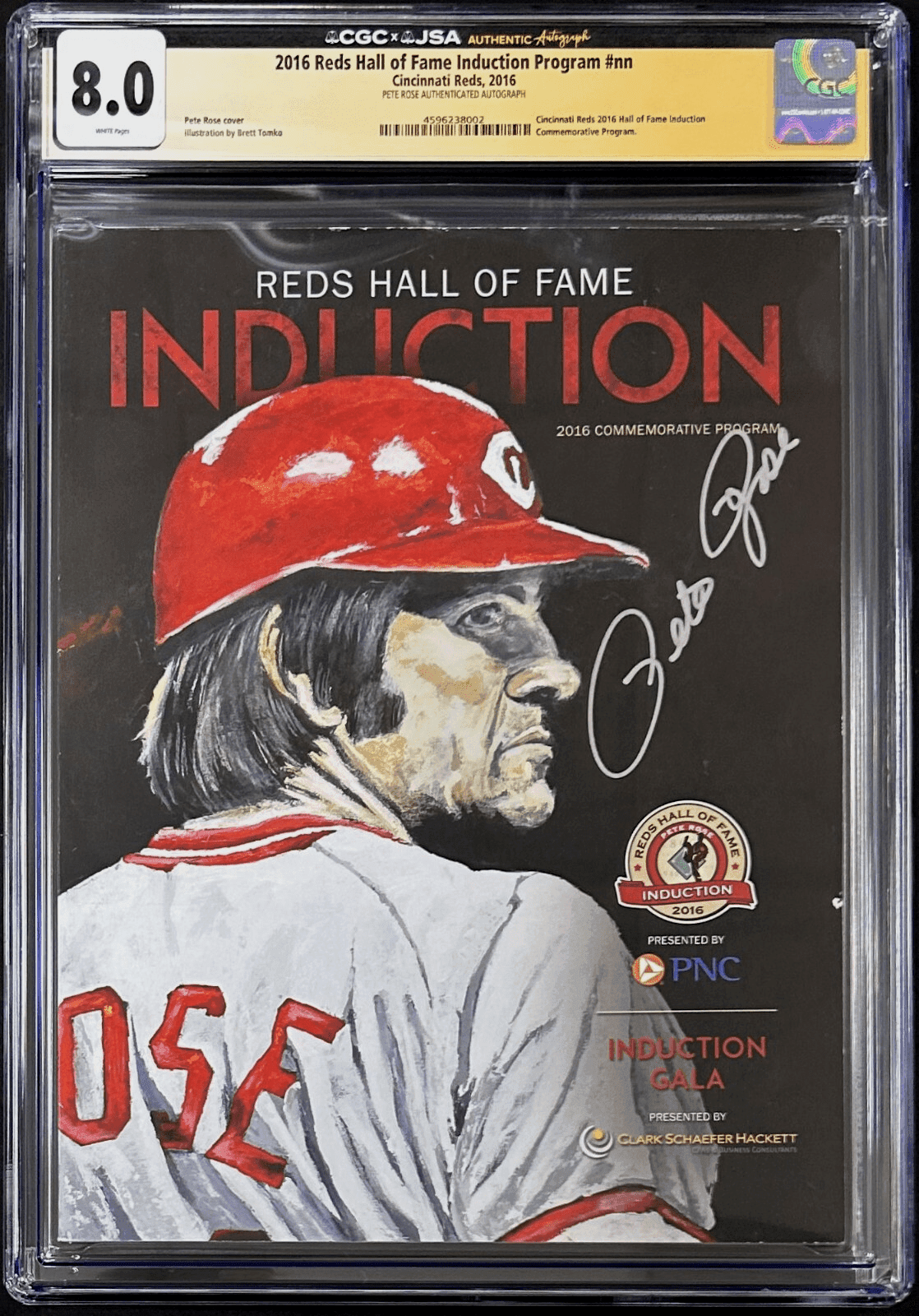 Pete Rose Signed 2016 Reds Hall of Fame Induction Program CGC 8.0 JSA Pete Rose Other pete-rose-2016-hall-fame-induction, Cincinnati Reds, supplier stock photo