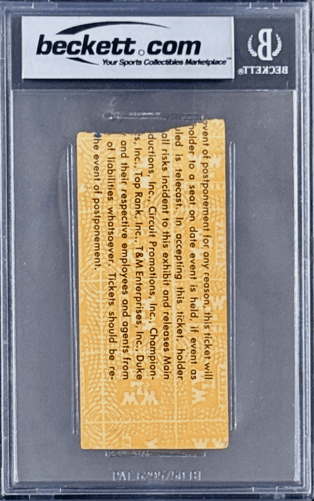 Thomas Hearns Sugar Ray Leonard Signed CCTV Ticket Leonard Wins WBA Title BAS Sugar Ray Leonard Ticket Stub thomas-hearns-sugar-ray-leonard-cctv, view 3, supplier stock photo