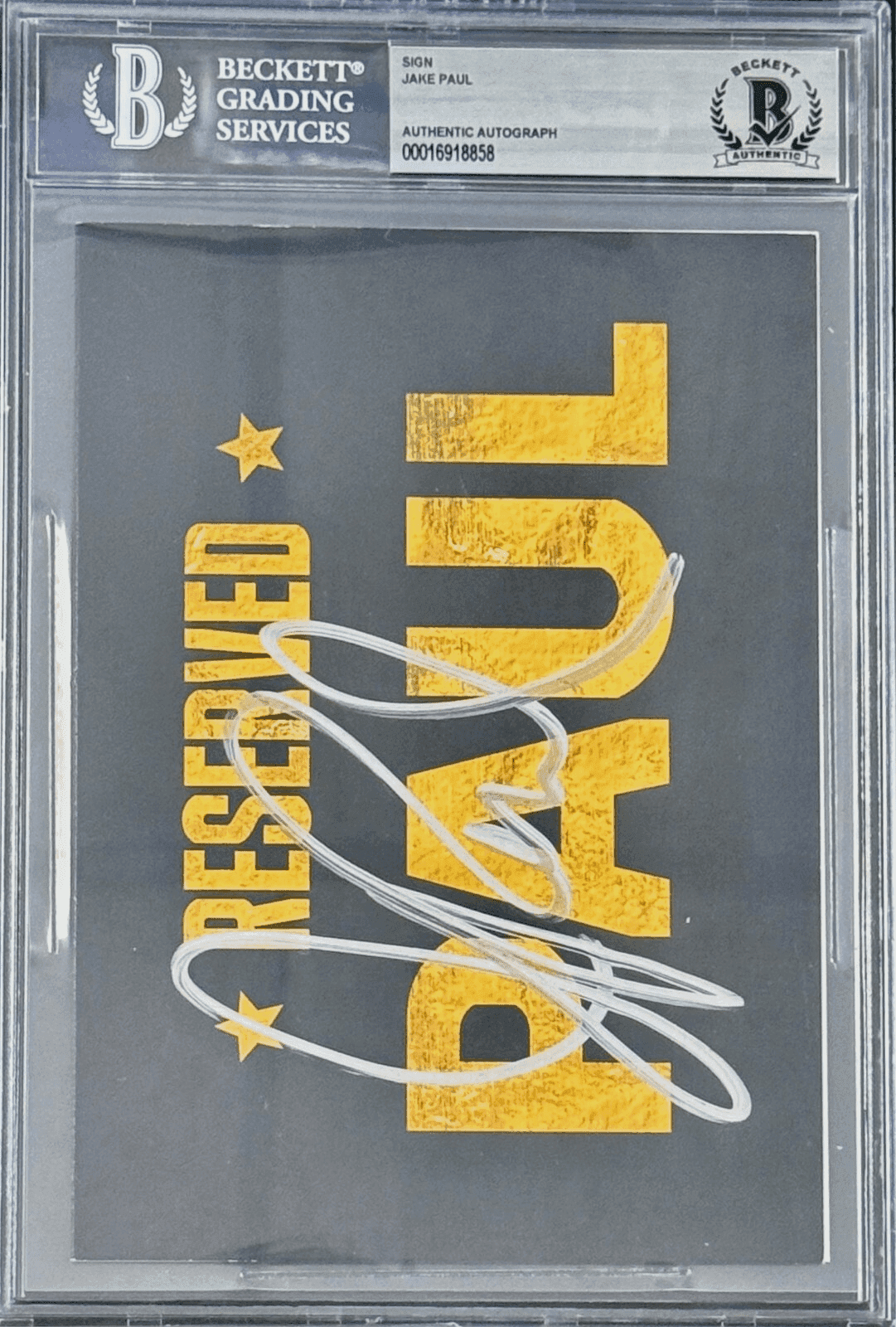 Jake Paul Signed Reserved Sign from Tyson vs Paul Press Conference Fight Beckett Jake Paul Other jake-paul-reserved-sign-from-tyson, view 2, supplier stock photo