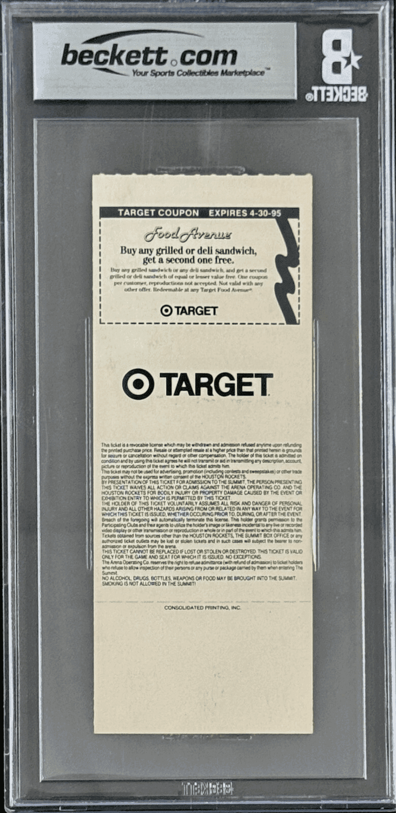 Hakeem Olajuwon Clyde Drexler Signed 95 NBA W. Semifinals Game 3 Ticket BAS 7 Hakeem Olajuwon Ticket Stub hakeem-olajuwon-clyde-drexler-95-nba, Houston Rockets, view 2, supplier stock photo
