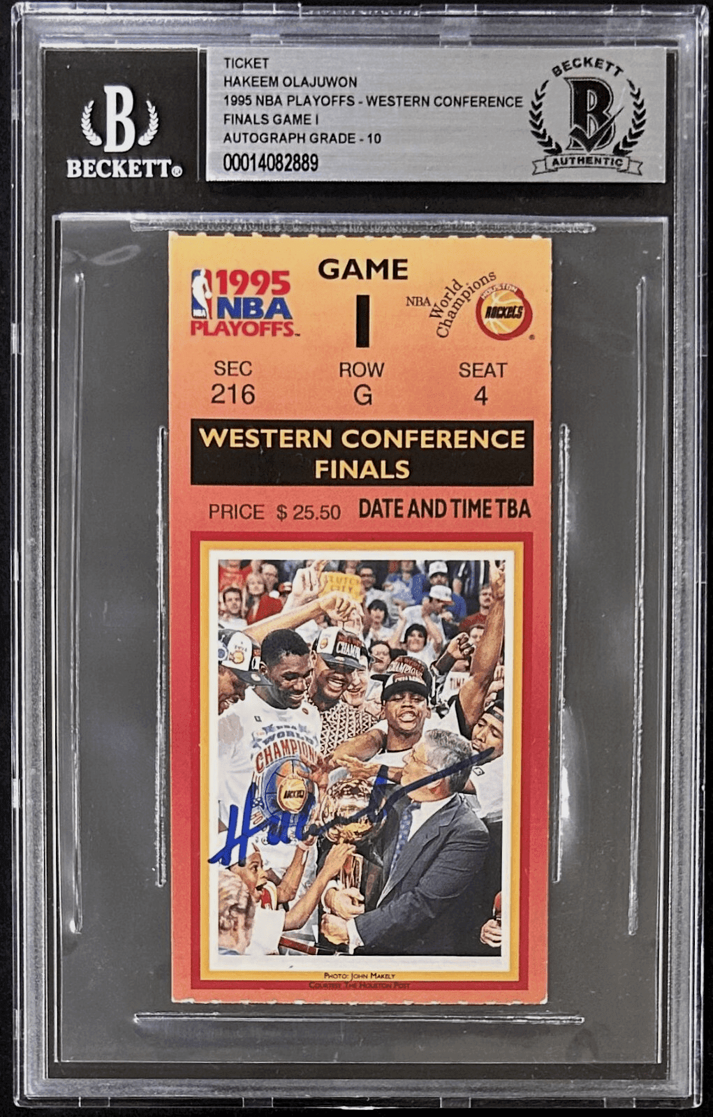 Hakeem Olajuwon Signed 1995 NBA Western Conference Finals Game I Ticket Beckett Hakeem Olajuwon Ticket Stub hakeem-olajuwon-1995-nba-western-conference, Houston Rockets, supplier stock photo