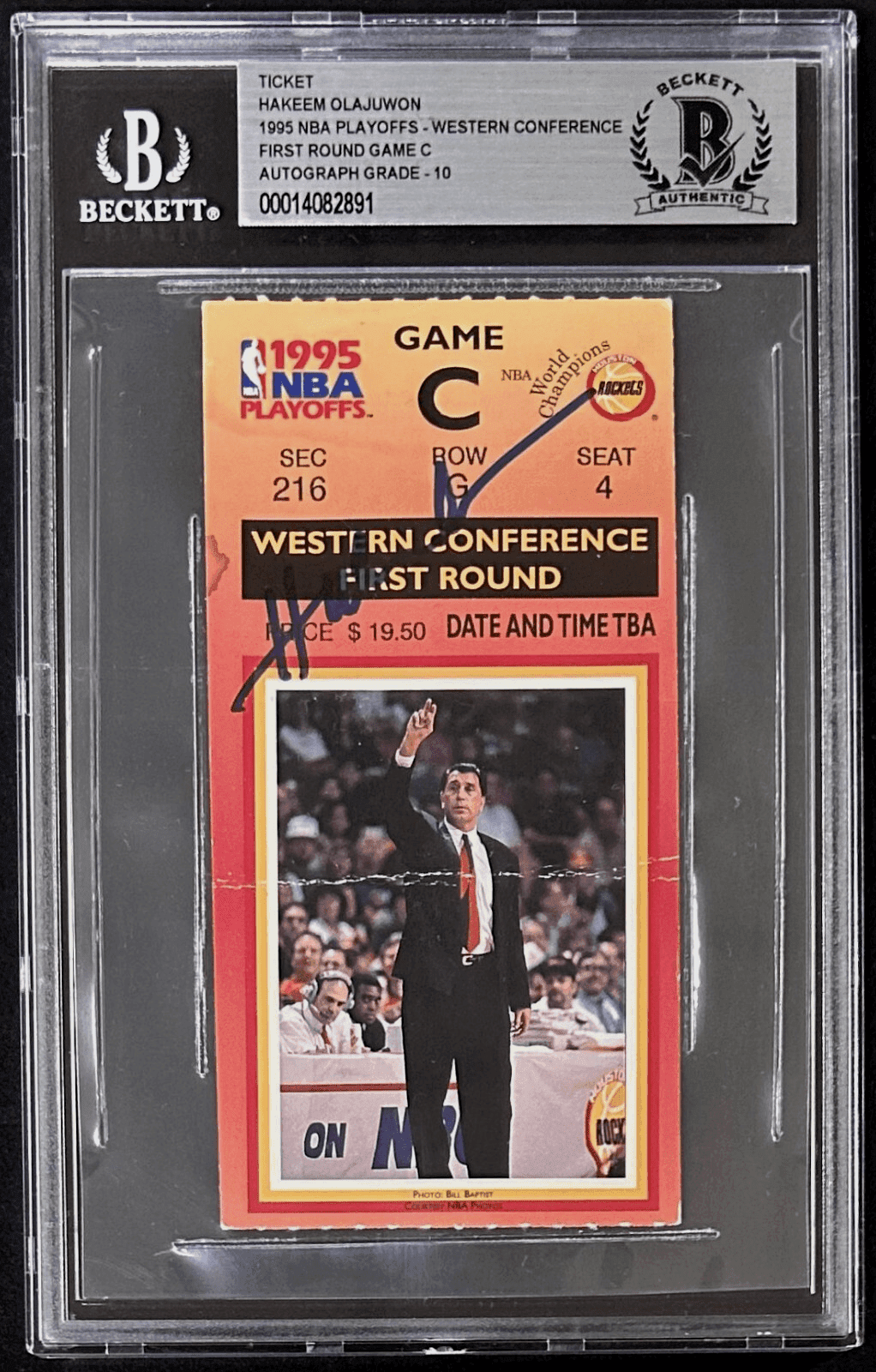 Hakeem Olajuwon Signed 1995 NBA Western Conference 1sr Round Game C Ticket BAS Hakeem Olajuwon Ticket Stub hakeem-olajuwon-1995-nba-western-conference, Houston Rockets, supplier stock photo