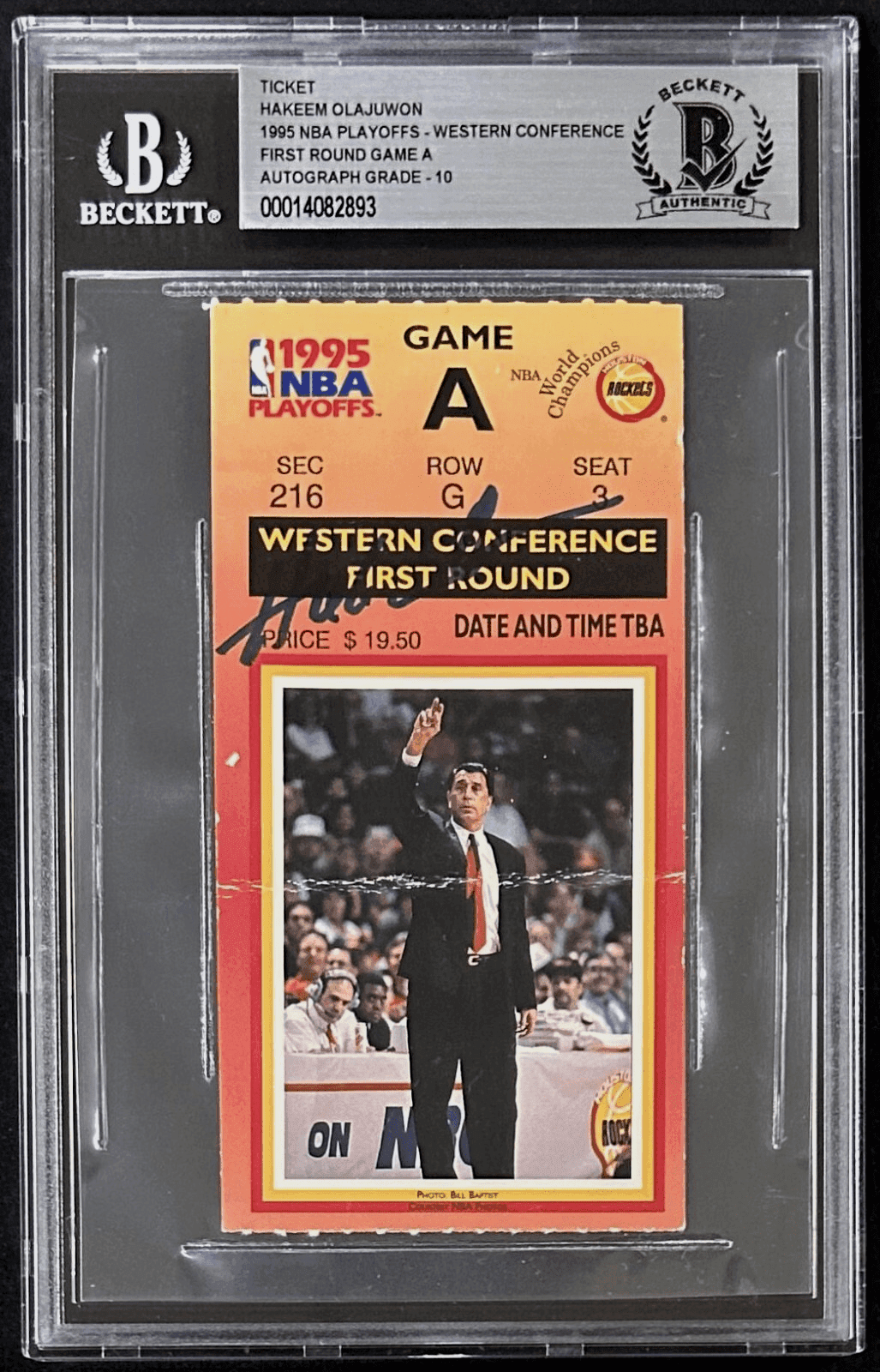 Hakeem Olajuwon Signed 1995 NBA Western Conference 1sr Round Game A Ticket BAS Hakeem Olajuwon Ticket Stub hakeem-olajuwon-1995-nba-western-conference, Houston Rockets, supplier stock photo