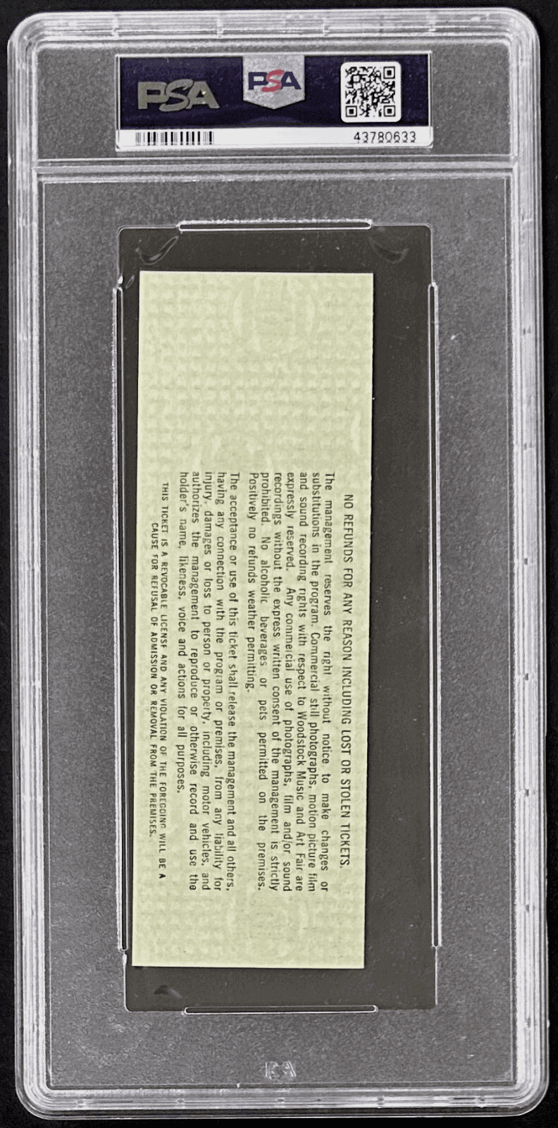 1969 Woodstock Festival 3 Day $8/$24 Ticket PSA Mint 9 Jimi Hendrix Janis Joplin Jimi Hendrix Ticket Stub 1969-woodstock-festival-3-day-8, view 3, supplier stock photo