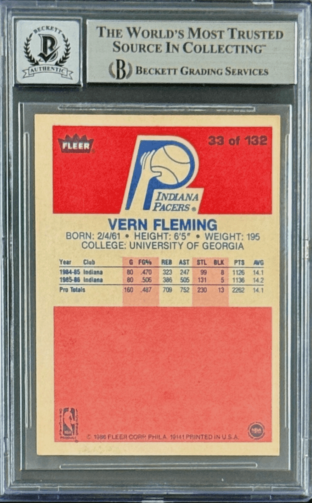 Vern Fleming Signed Autographed 1986-87 Fleer Card #33 Beckett 16697029 Vern Fleming Card 16697029, view 2, supplier stock photo