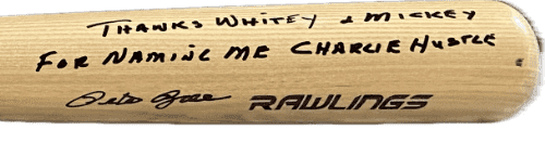 Pete Rose Signed Blonde Rawlings Bat JSA & Rose Holo Naming Me Charlie Hustle Pete Rose Bat pete-rose-blonde-rawlings-holo-naming, Louisville Bats, view 2, supplier stock photo