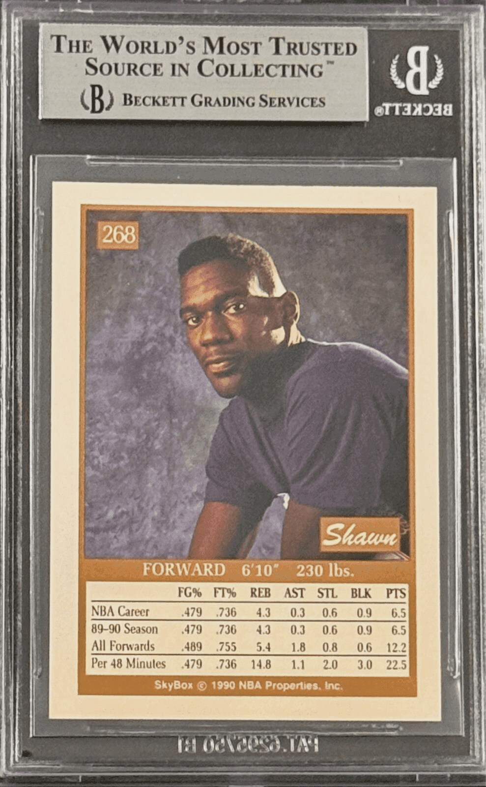 Shawn Kemp Signed 1990-91 Skybox Rookie Card #268 Beckett 11596217 Shawn Kemp Card 11596217, view 2, supplier stock photo