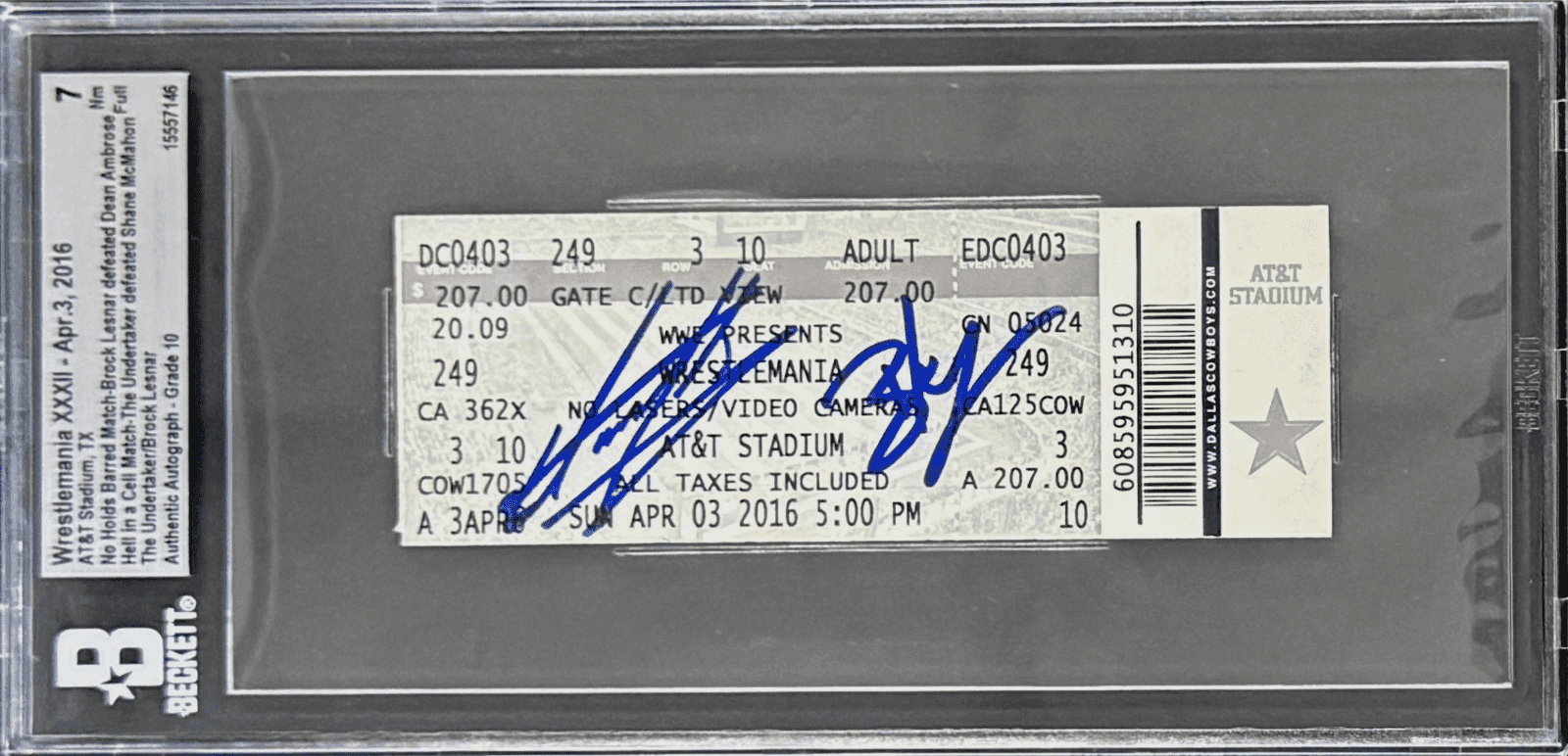 Undertaker Brock Lesnar Signed WWE WrestleMania XXXII Ticket Beckett 155571146 Brock Lesnar Ticket Stub 155571146, supplier stock photo