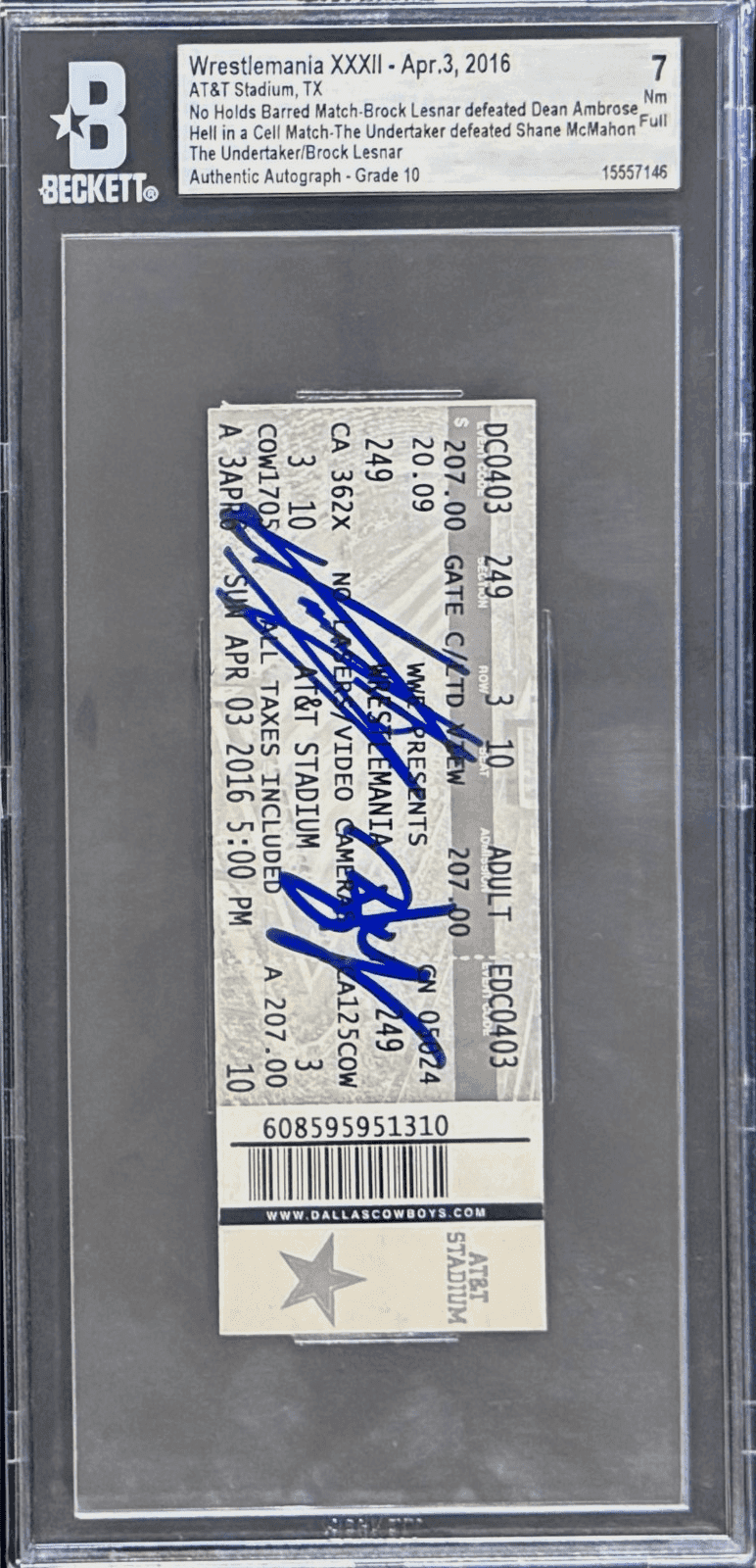 Undertaker Brock Lesnar Signed WWE WrestleMania XXXII Ticket Beckett 155571146 Brock Lesnar Ticket Stub 155571146, view 2, supplier stock photo