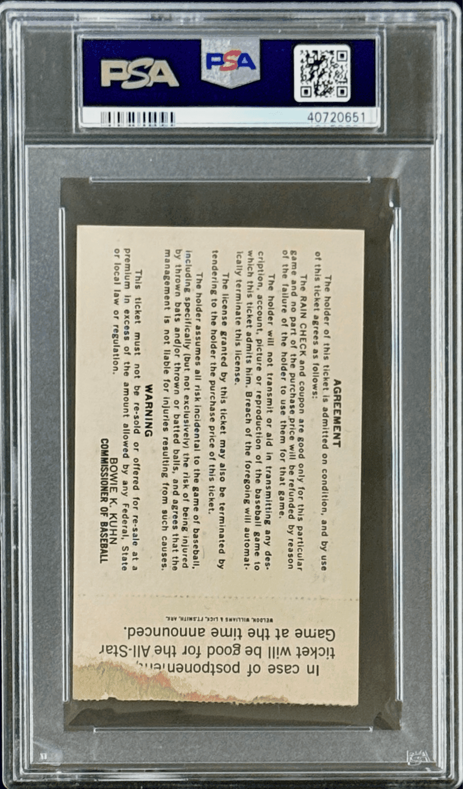 PETE ROSE 1970 ALL – STAR GAME SIGNED TICKET STUB PSA/DNA “Ray Out of My Way” Pete Rose Ticket Stub pete-rose-1970-all-star-game, Cincinnati Reds, view 3, supplier stock photo