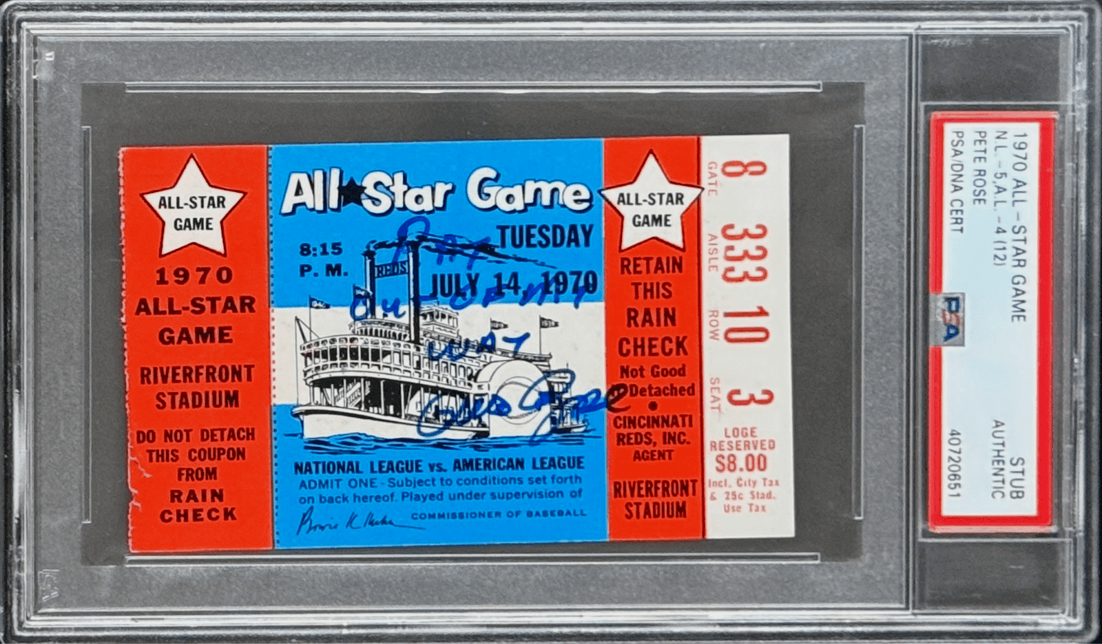 PETE ROSE 1970 ALL – STAR GAME SIGNED TICKET STUB PSA/DNA “Ray Out of My Way” Pete Rose Ticket Stub pete-rose-1970-all-star-game, Cincinnati Reds, supplier stock photo