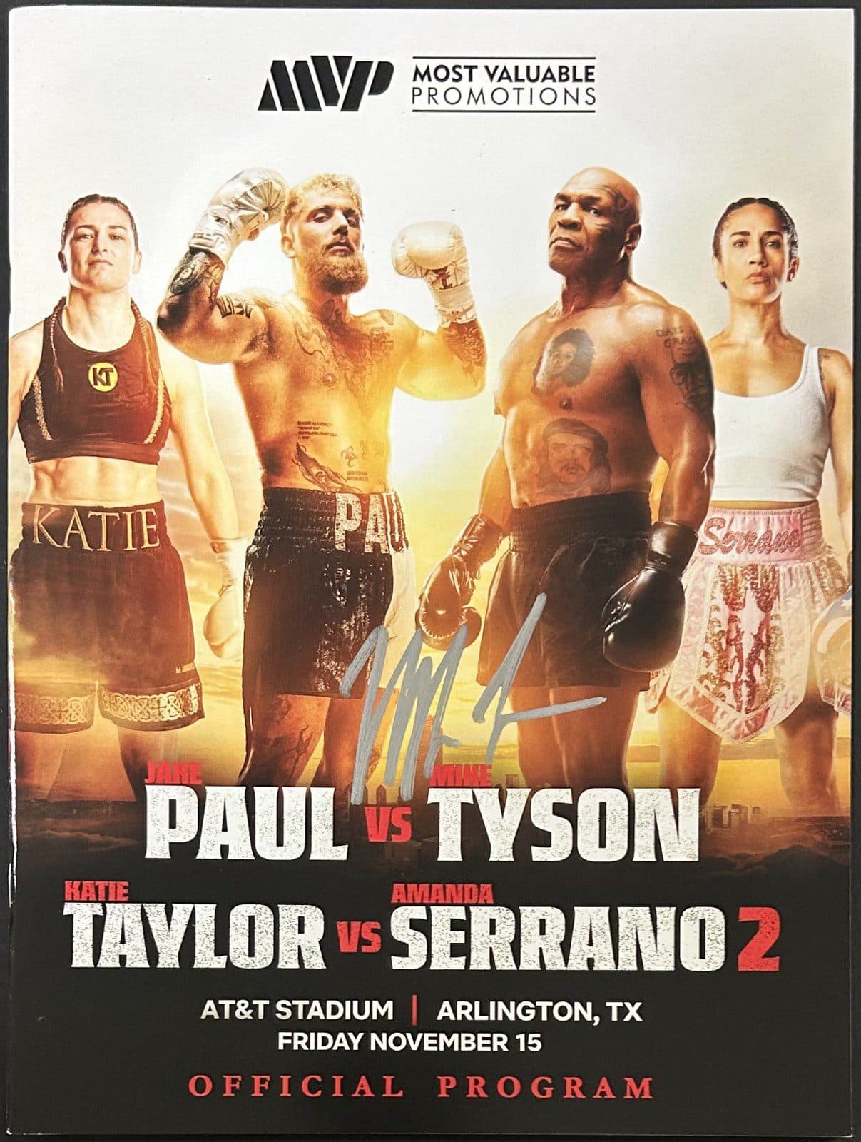 Mike Tyson vs Jake Paul Signed Fight Program JSA WB913294 Authenticated Mike Tyson Other wb913294, supplier stock photo