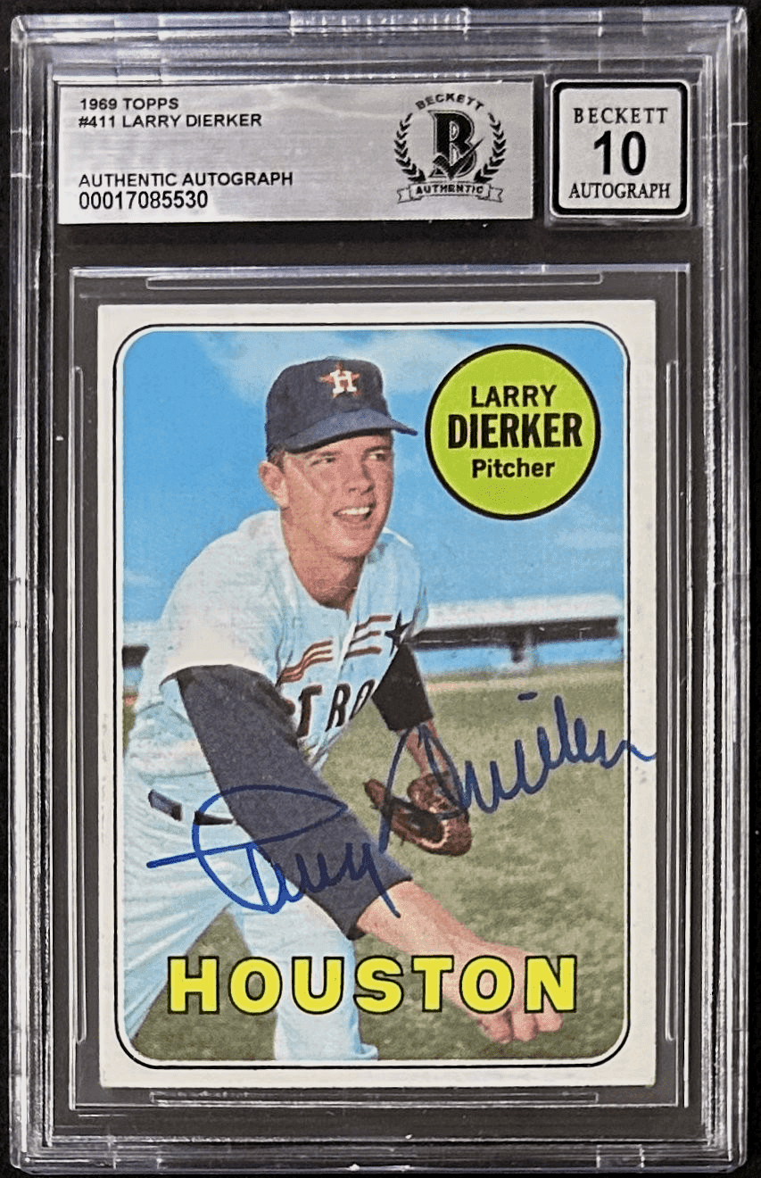 Larry Dierker Signed Autographed 1969 Topps Card #411 Beckett Auto 10 17085530 Larry Dierker Card 17085530, supplier stock photo