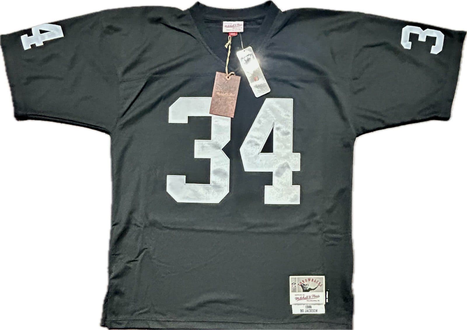 Bo Jackson Signed Mitchell & Ness Raiders Black Jersey JSA Authenticated Bo Jackson Jersey bo-jackson-mitchell-ness-black, Oakland Raiders, view 3, supplier stock photo
