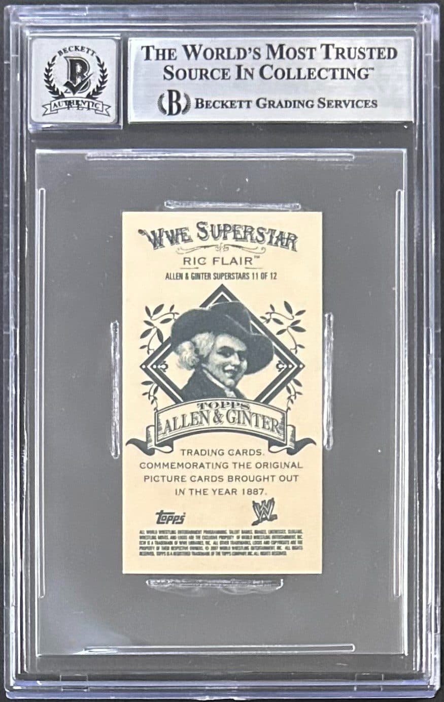 Ric Flair Signed 2007 Topps Heritage III WWE Mini Allen & Ginter 11 BAS 17729844 Ric Flair Card 17729844, view 2, supplier stock photo