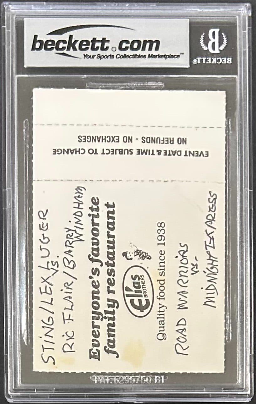 Ric Flair Signed NWA Oct. 21, 1988 Ticket Stub Beckett 4 VG-EX Auto 18057337 Ric Flair Ticket Stub 18057337, view 3, supplier stock photo