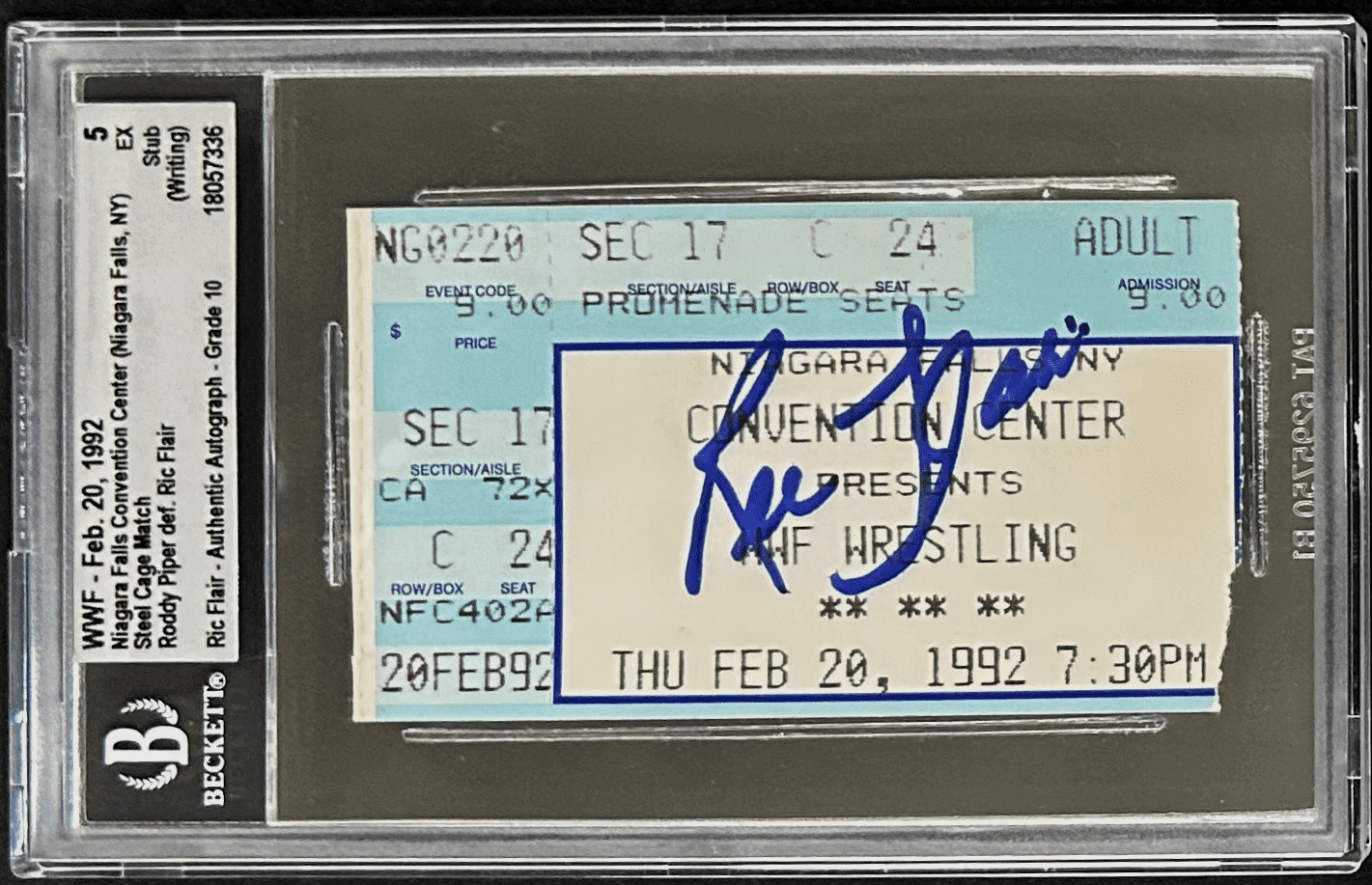 Ric Flair Signed WWF Feb. 20, 1992 Ticket Stub Beckett 5 EX Auto 10 18057336 Ric Flair Ticket Stub 18057336, supplier stock photo