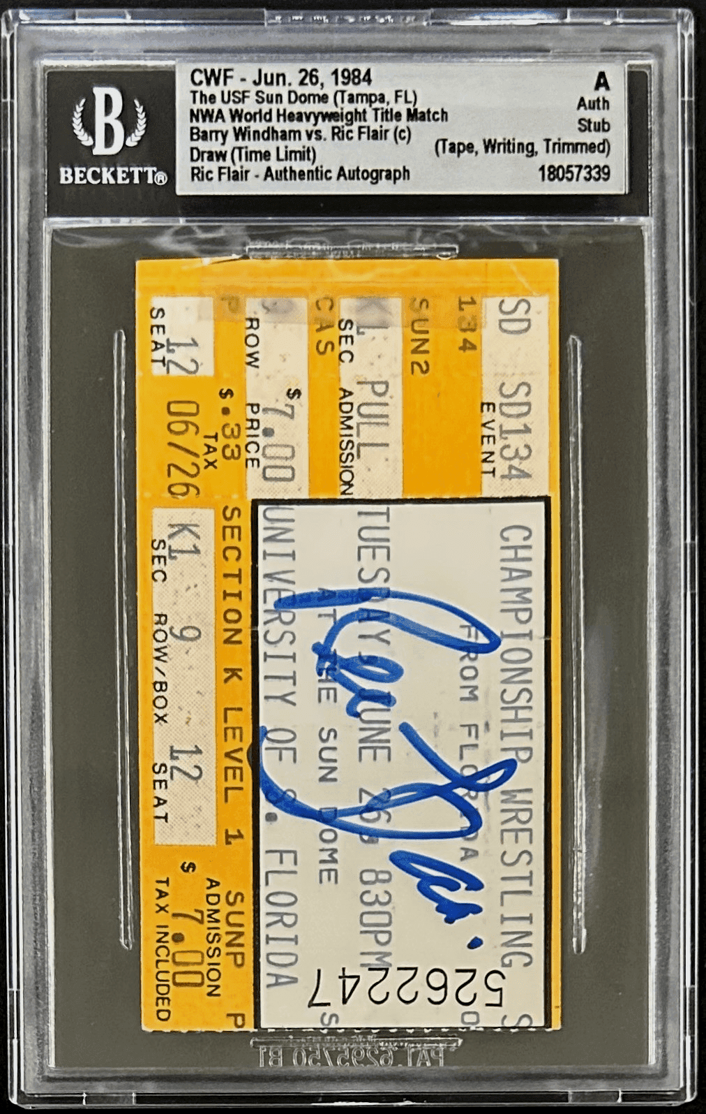 Ric Flair Signed CWF Jun. 26, 1984 Ticket Stub Beckett Authentic 18057339 Ric Flair Ticket Stub 18057339, view 2, supplier stock photo