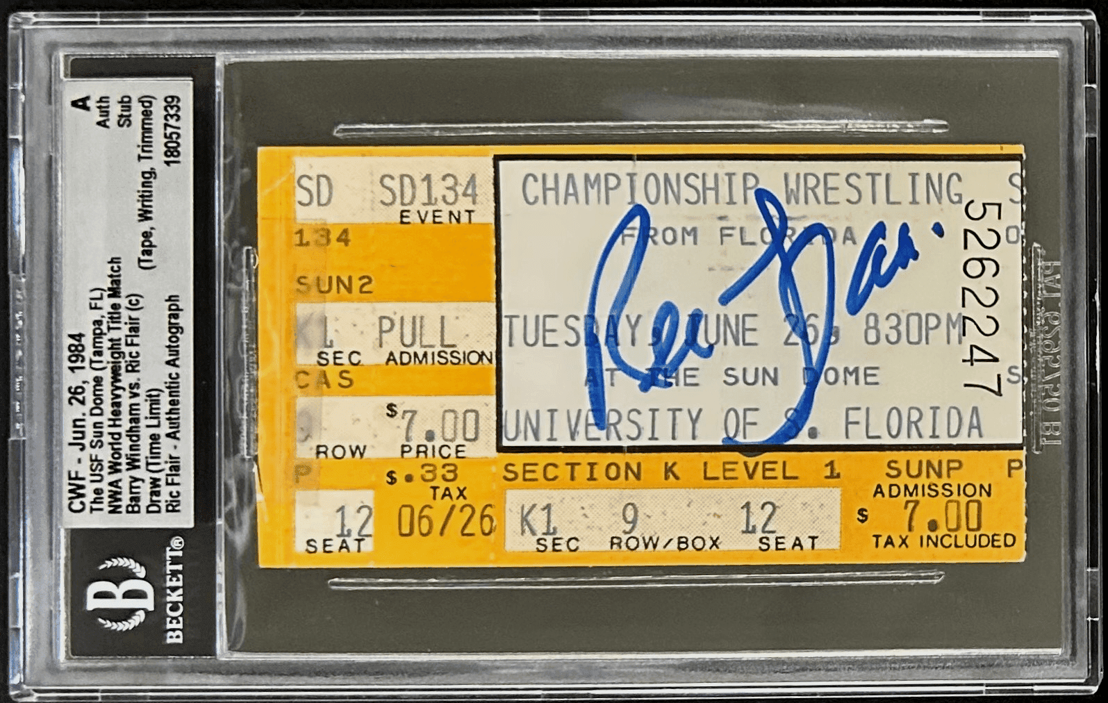 Ric Flair Signed CWF Jun. 26, 1984 Ticket Stub Beckett Authentic 18057339 Ric Flair Ticket Stub 18057339, supplier stock photo