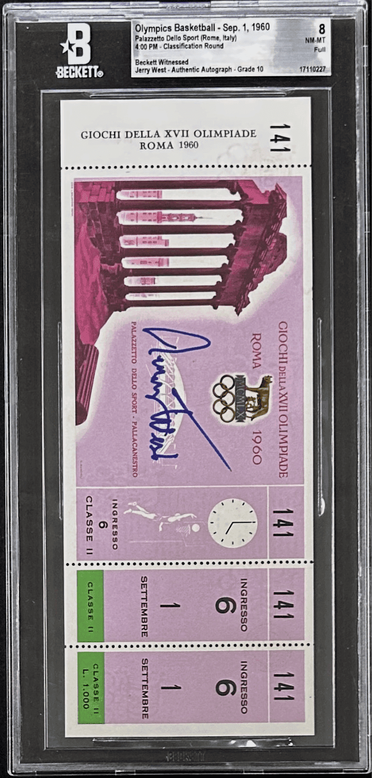 Jerry West Signed 11/1/1960 Olympics Basketball Classification Round Ticket BAS Jerry West Ticket Stub jerry-west-11-1-1960-olympics, USA Basketball, view 2, supplier stock photo