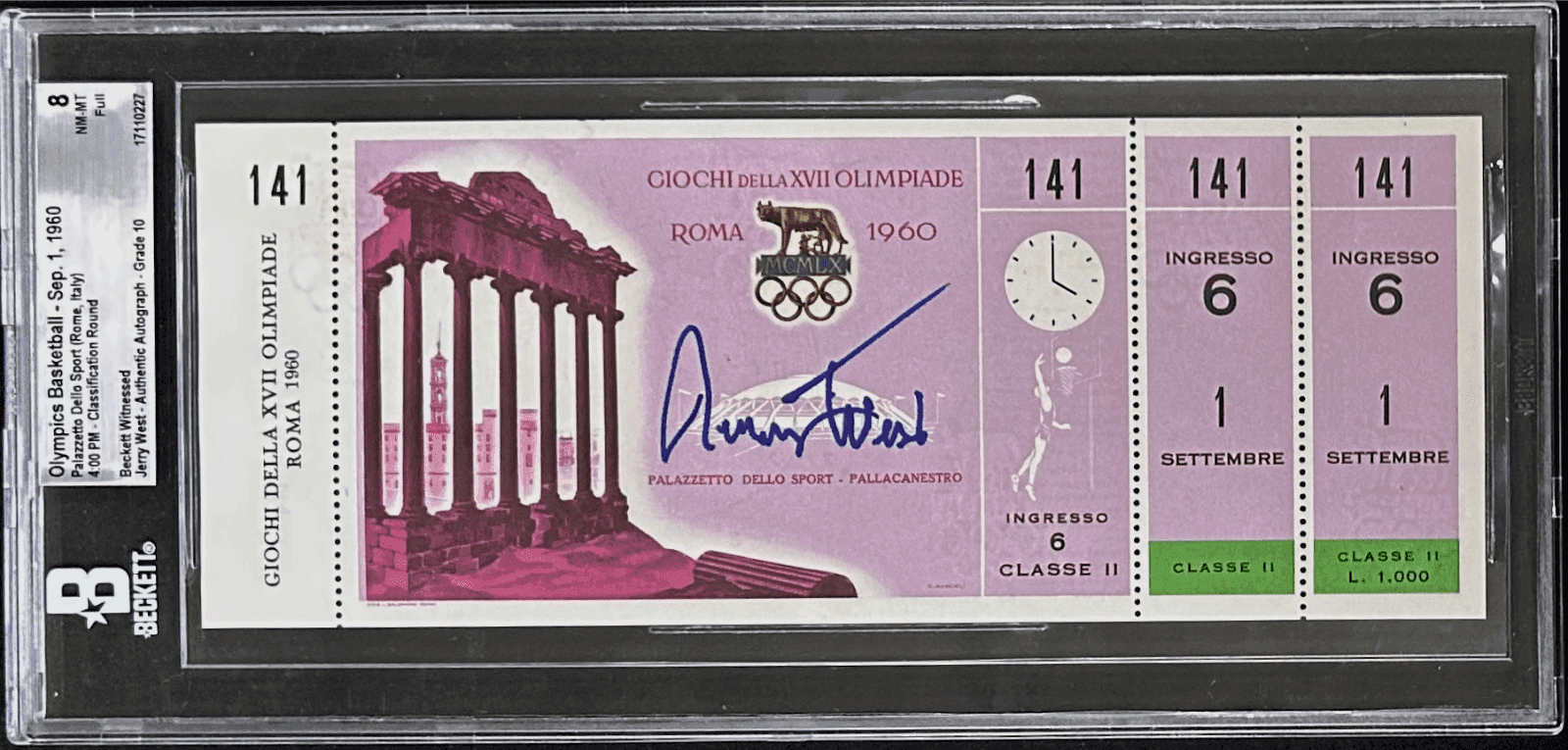 Jerry West Signed 11/1/1960 Olympics Basketball Classification Round Ticket BAS Jerry West Ticket Stub jerry-west-11-1-1960-olympics, USA Basketball, supplier stock photo