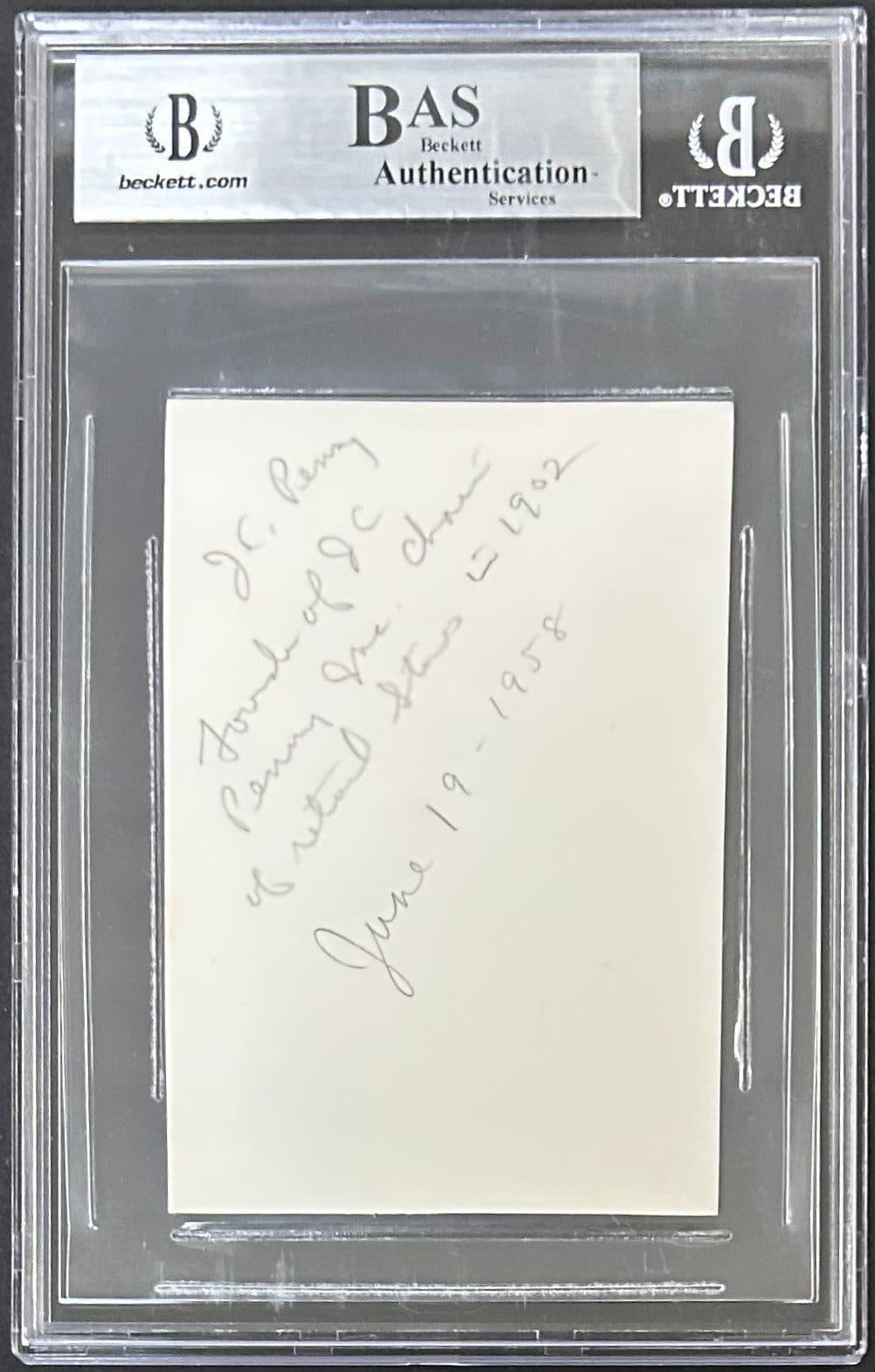 JC Penny James Cash Penny Signed Autographed Photograph Beckett 14348730 Photo 14348730, view 3, supplier stock photo