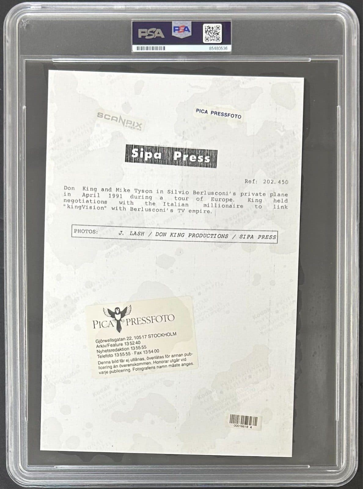 Mike Tyson Signed Original 1991 Type 1 Photograph PSA/DNA w/ Don King Sipa Press Mike Tyson Photo mike-tyson-original-1991-type-1, view 4, supplier stock photo
