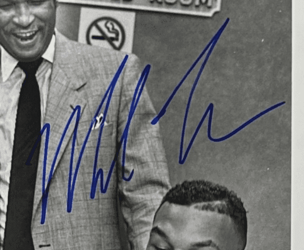 Mike Tyson Signed Original 1989 Type 1 Photograph PSA/DNA Tyson w/ George Forbes Mike Tyson Photo mike-tyson-original-1989-type-1, view 2, supplier stock photo