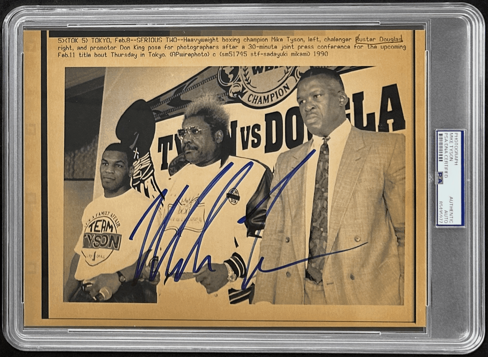Mike Tyson Signed 1990 Type 3 Photograph PSA/DNA w Buster Douglas & Don King Mike Tyson Photo mike-tyson-1990-type-3-photograph, supplier stock photo