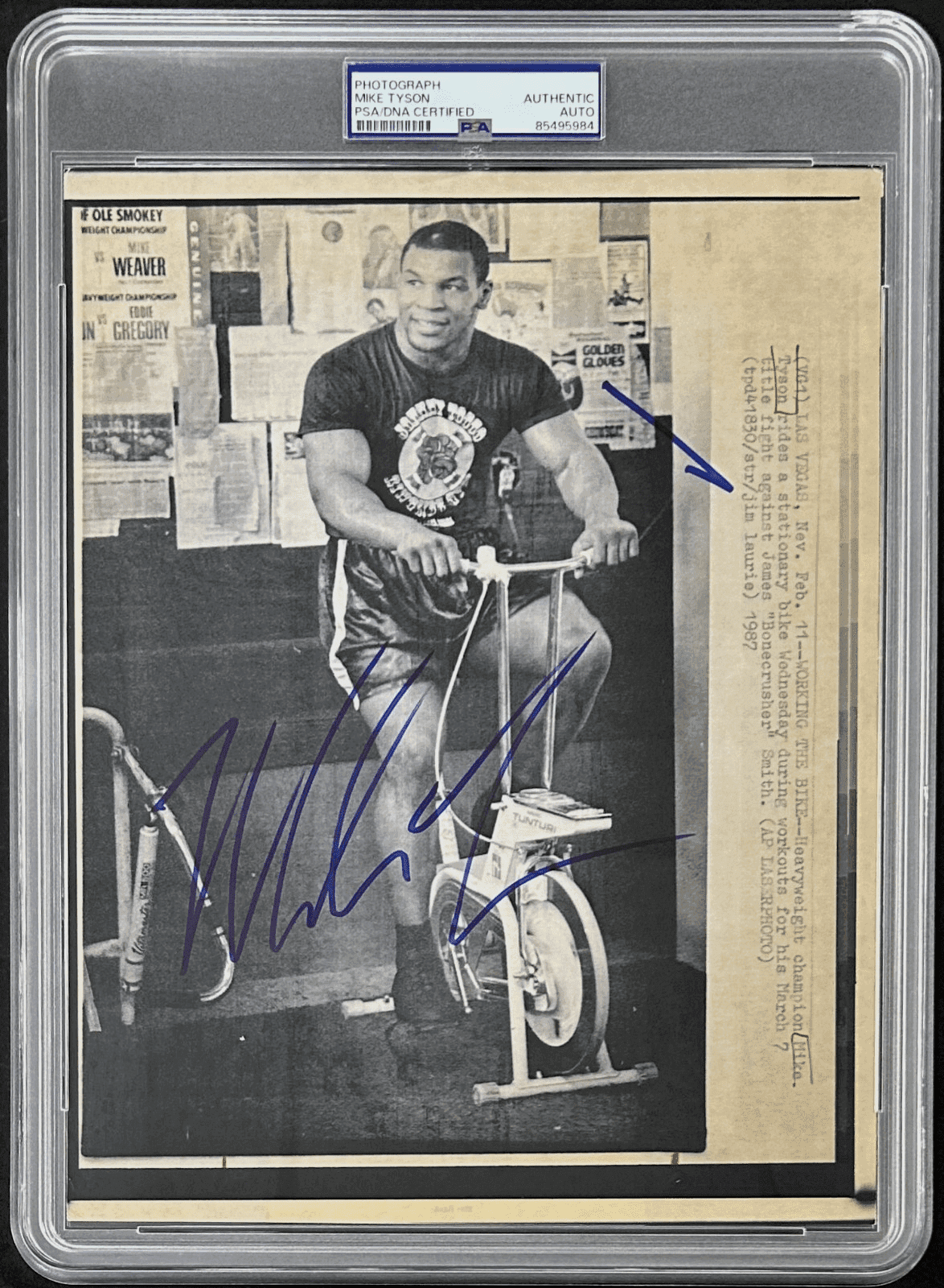 Mike Tyson Signed 1987 Type 3 Photograph PSA/DNA Working The Bike Mike Tyson Photo mike-tyson-1987-type-3-photograph, supplier stock photo