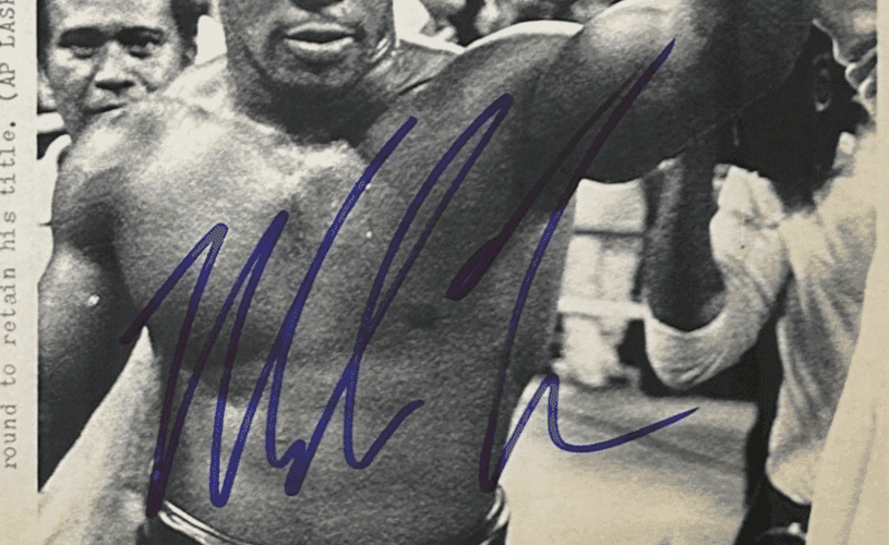 Mike Tyson Signed 1987 Type 3 Photograph PSA/DNA Tyson After Beating Pinklon Mike Tyson Photo mike-tyson-1987-type-3-photograph, view 2, supplier stock photo