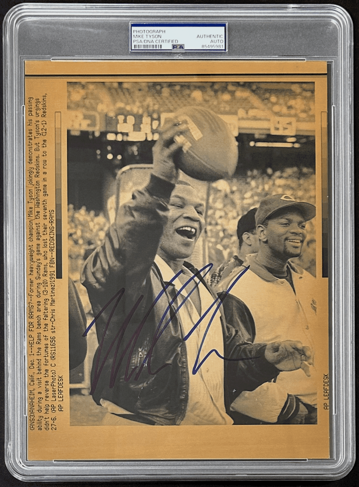 Mike Tyson Signed 1991 Type 3 Photograph PSA/DNA Tossing The Football LA Rams Mike Tyson Photo mike-tyson-1991-type-3-photograph, supplier stock photo