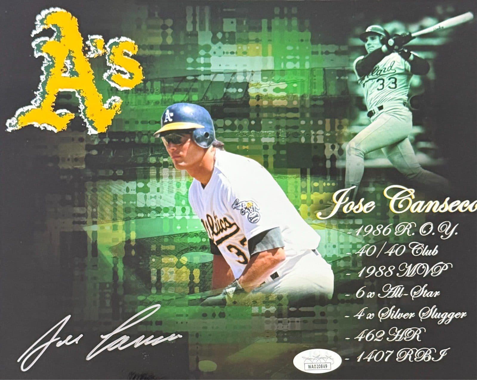Jose Canseco Signed Autograph 8×10 Photo JSA Authenticated Oakland Athletics #1 Jose Canseco Photo 8x10-jose-canseco-8-10-1, Oakland Athletics, supplier stock photo