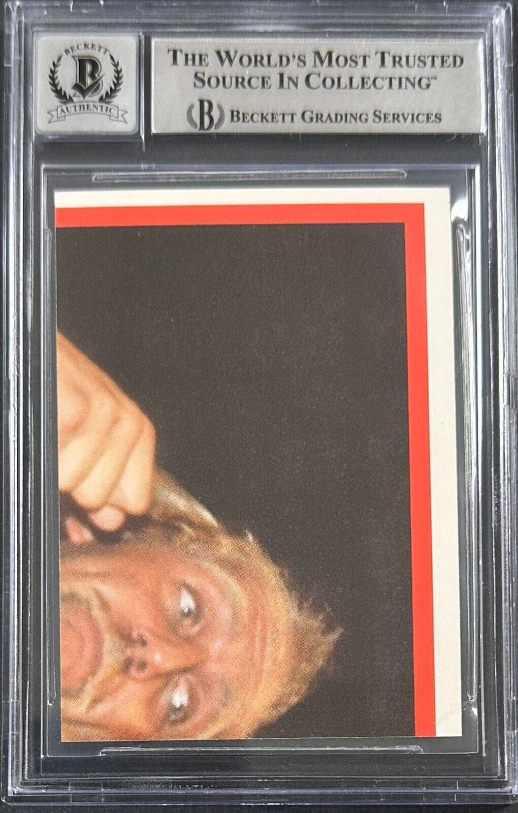 Hulk Hogan 1985 Topps WWF Sticker #9 Beckett Authen Auto 10 Hulk Hogan Card 1985-topps-wwf-sticker-9-authen, view 2, supplier stock photo