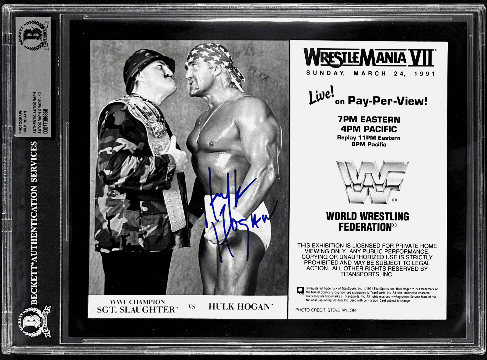 Hulk Hogan Signed Slabbed WWF WM VII Promo 8×10 Photo Beckett Auto 10 17086868 Hulk Hogan Card 8x10-17086868, supplier stock photo