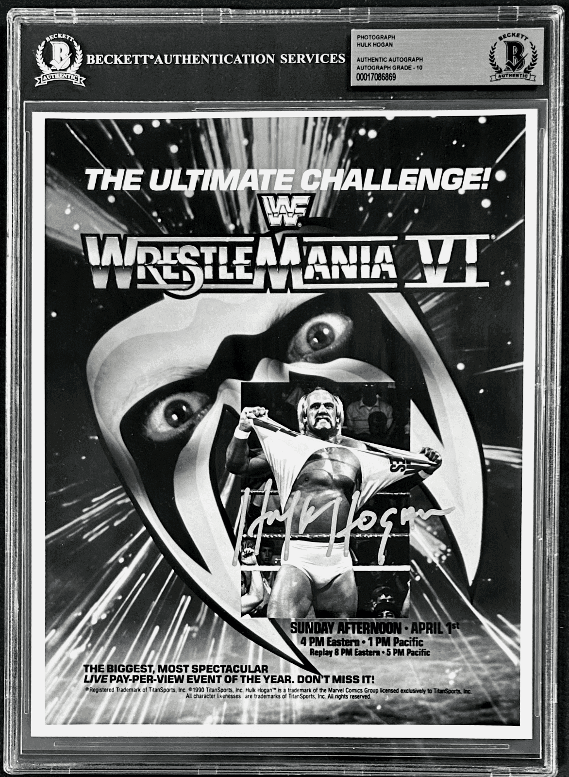 Hulk Hogan Signed Slabbed WWF WM VI Promo 8×10 Photo Beckett Auto 10 17086869 Hulk Hogan Card 8x10-17086869, supplier stock photo