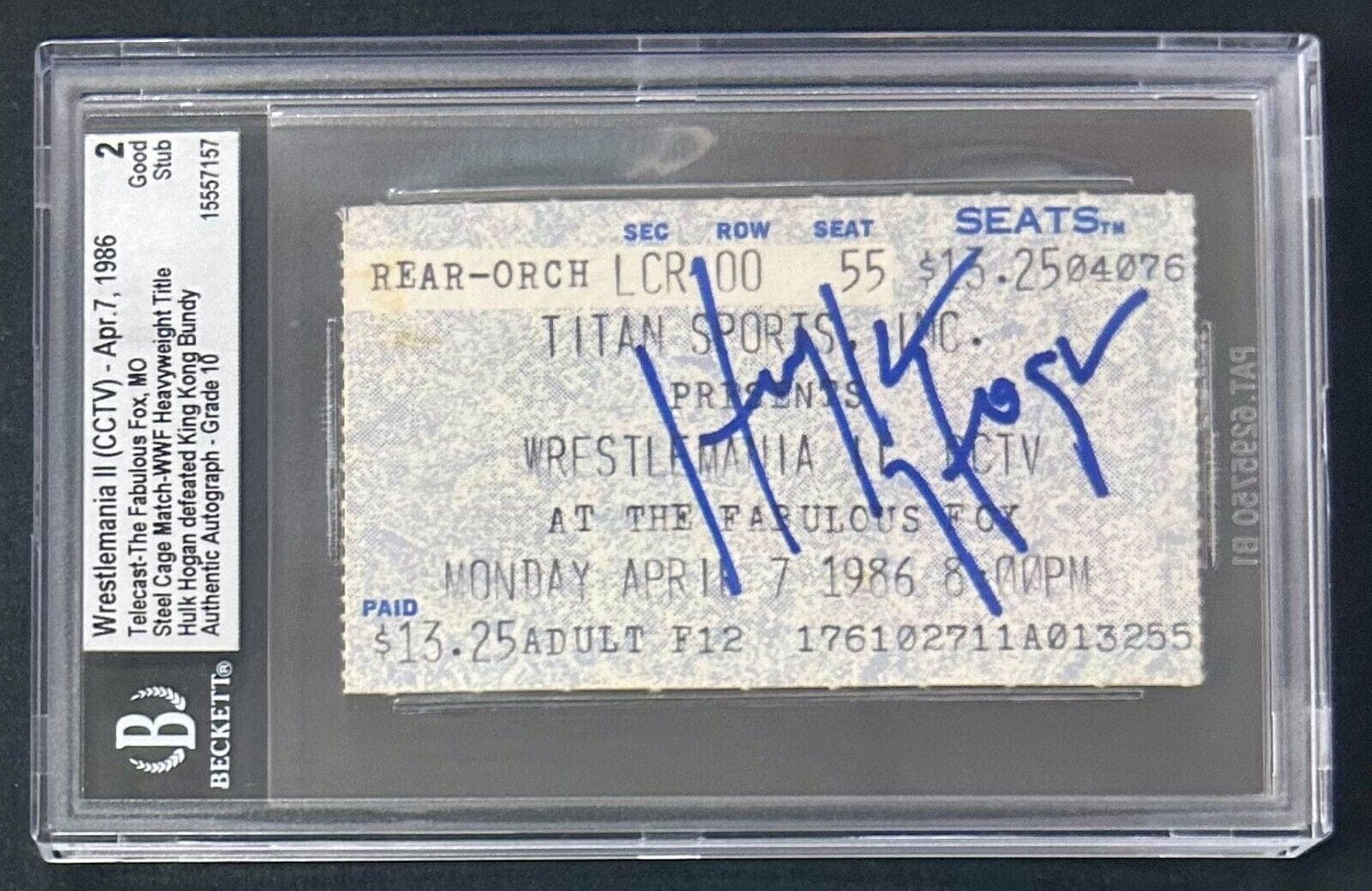 Hulk Hogan Signed Apr 7 1986 WrestleMania II CCTV Ticket Stub BAS 2 Good Auto 10 Hulk Hogan Ticket Stub hulk-hogan-apr-7-1986-wrestlemania, supplier stock photo