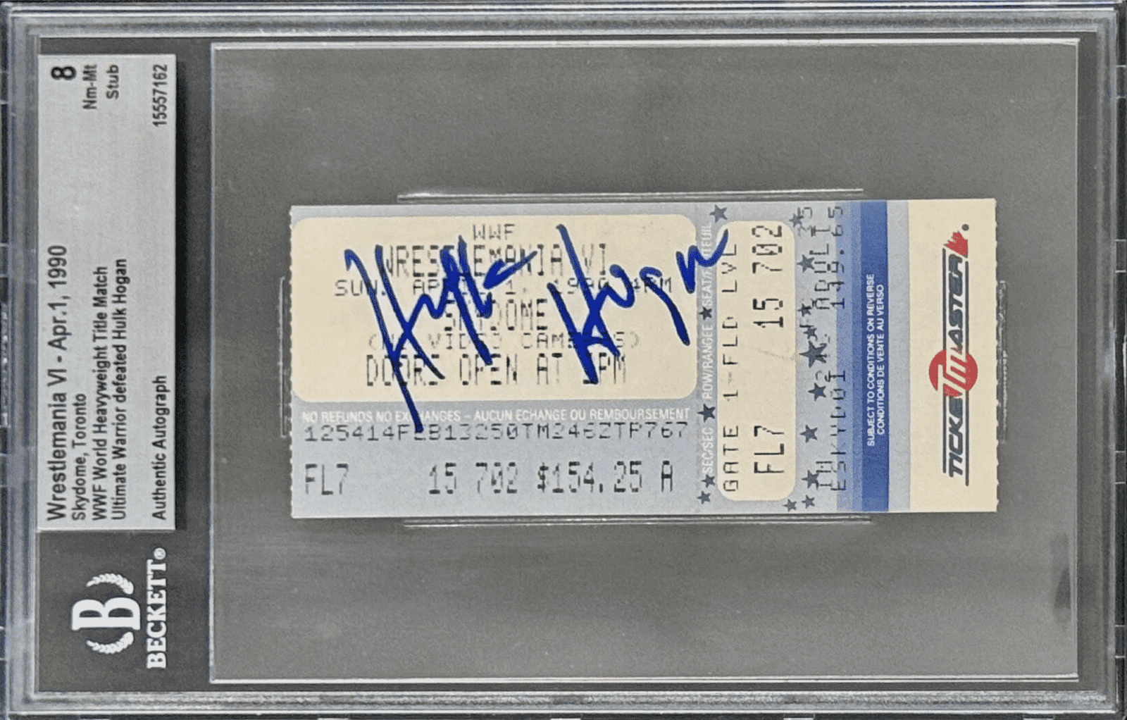 Hulk Hogan Signed WrestleMania VI Ticket Stub Beckett 8 NM-MT Ultimate Warrior Hulk Hogan Ticket Stub hulk-hogan-wrestlemania-vi-8-nm, supplier stock photo
